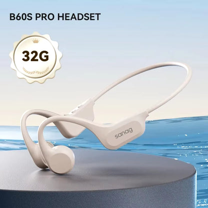 B60 Pro Bone Conduction Earphone IPX8 Wireless Open Headset Bluetooth 5.3 Swimming Bluetooth Headphones 64GB MP3 Earbuds