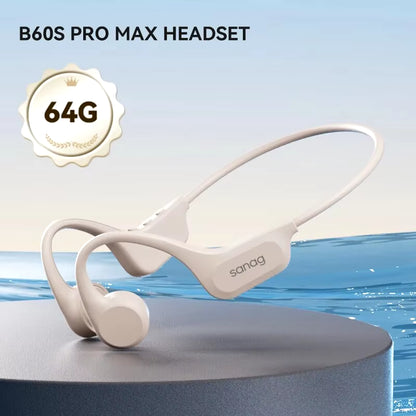 B60 Pro Bone Conduction Earphone IPX8 Wireless Open Headset Bluetooth 5.3 Swimming Bluetooth Headphones 64GB MP3 Earbuds