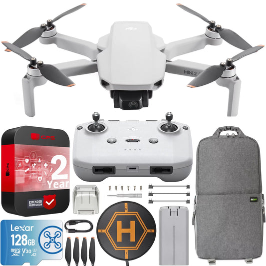 Mini 2 SE Camera Drone Quadcopter with RC-N1 Remote Controller, QHD Video, 10Km Transmission, under 249G, Return to Home, 2 Year CPS Extended Warranty Bundle with Deco Gear Backpack + Accessories